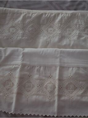 Vtg Cannon Comfortcale 250 Std/Queen Lace Beige Pillow Case X 2
